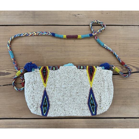 Anthropologie Imayin Handmade Seed Beads Beaded Convertible Crossbody Bag - Picture 2 of 9